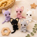 Kitten Amigurumi Crochet Pattern PDF, Cute Cat Crochet Pattern, Crochet Animal Toy Pattern, US Terms Digital Download