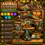 10x Animal Bundle 3D Multilayer Laser Cut File | Wildlife Forest Wooden Decor for Glowforge Xtool Cricut | Svg Dxf Eps Png