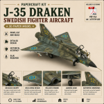 PaperCraft kit J-35 Draken airplane 3d paper model crafting kit PDF plans to print cut & glue DIY paper craft template hobby puzzle decor