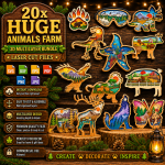 20x Huge Animals Farm Bundle 3D Multilayer Laser Cut File Svg | Wooden Engraved Decor for Glowforge Xtool CNC | Dxf Eps Pdf Png Download