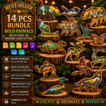 14x Wild Animals Bundle 3D Multilayer Laser Cut File | Wooden Wildlife Decor for Glowforge Xtool Cricut CNC | Svg Dxf Eps Pdf Png