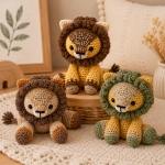 Lion Amigurumi Crochet Pattern PDF, Cute Safari Animal Crochet Pattern, Crochet Lion Plush Toy, US Terms Digital Download