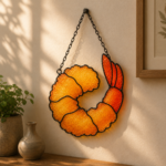 Crispy Fried Shrimp Stained Glass Pattern, Shrimp Suncatcher Template, Tiffany Glass Art Design, Coastal Decor Digital Download - Image 4