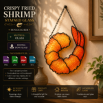 Crispy Fried Shrimp Stained Glass Pattern, Shrimp Suncatcher Template, Tiffany Glass Art Design, Coastal Decor Digital Download