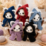 Crochet Black Cloak Cat Amigurumi Pattern, Cute Hooded Kitten Plush PDF, Halloween Cat Crochet Digital Download
