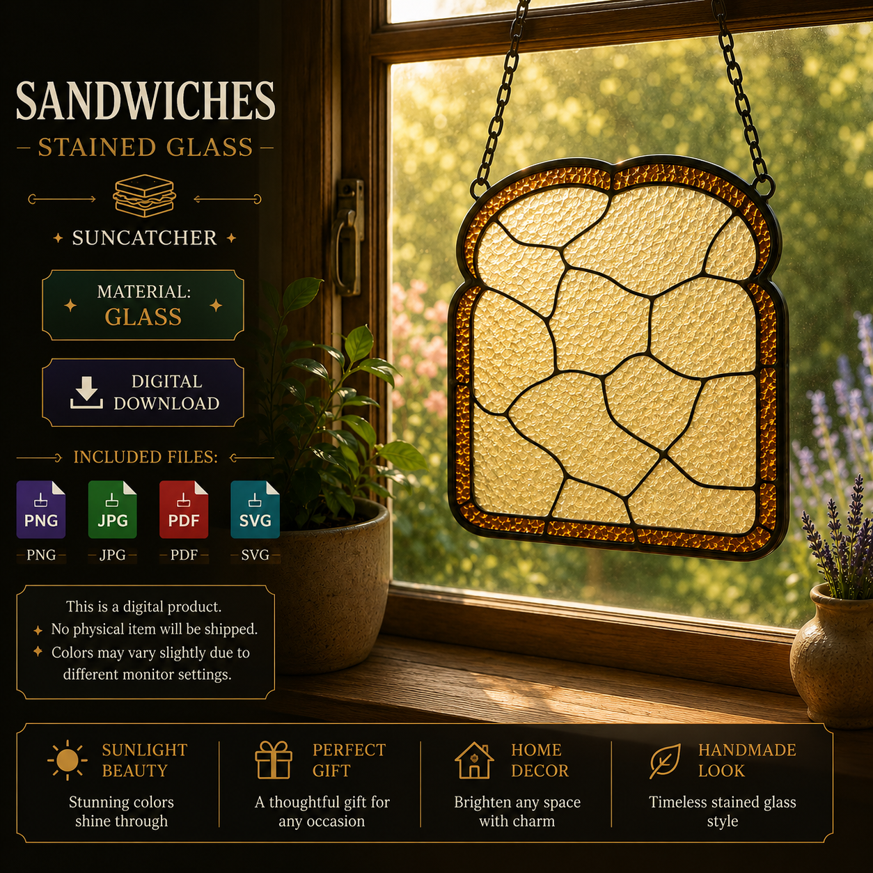 ChatGPT Image Jun 2, 2026, 07_14_22 PM Sandwich Stained Glass Pattern SVG PNG PDF JPG, Bread Suncatcher Template, Kitchen Window Decor, Food Lover Glass Art, Digital Download - Image 1