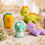 Dino Friends No-Sew Amigurumi Crochet 4 Patterns Bundle, PDF Digital Download, Cute Dinosaur Plush DIY