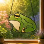 Frog Stained Glass Pattern SVG PNG PDF JPG, Frog Suncatcher Template, Cottagecore Window Decor, Nature Lover Glass Art, Digital Download - Image 2