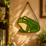 Frog Stained Glass Pattern SVG PNG PDF JPG, Frog Suncatcher Template, Cottagecore Window Decor, Nature Lover Glass Art, Digital Download - Image 3