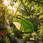 Frog Stained Glass Pattern SVG PNG PDF JPG, Frog Suncatcher Template, Cottagecore Window Decor, Nature Lover Glass Art, Digital Download - Image 5