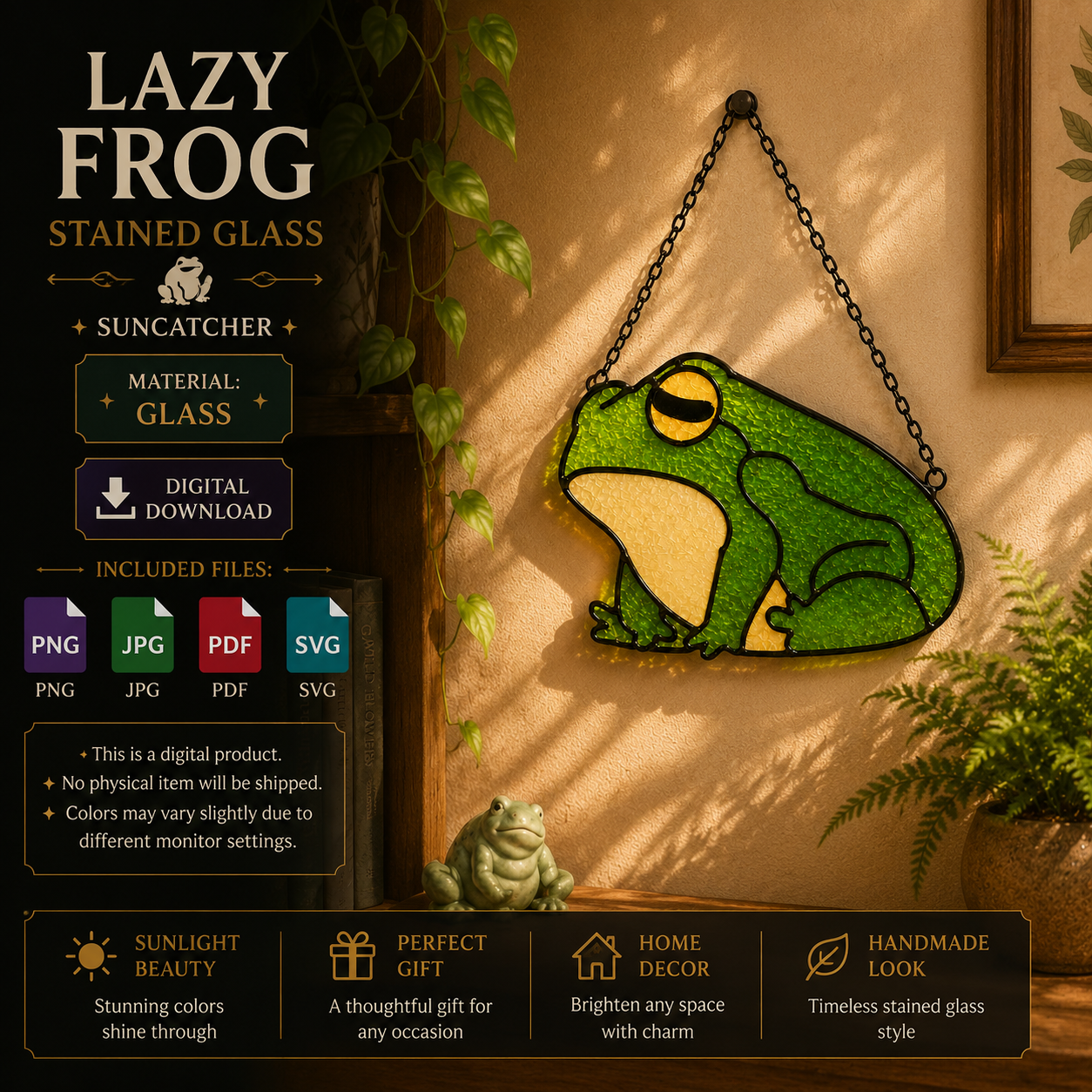 ChatGPT Image Jun 2, 2026, 08_04_33 PM Frog Stained Glass Pattern SVG PNG PDF JPG, Frog Suncatcher Template, Cottagecore Window Decor, Nature Lover Glass Art, Digital Download - Image 1