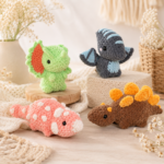 Dino Friends II No-Sew Crochet Pattern Bundle, 4 Amigurumi Dinosaur PDF Patterns, Digital Download