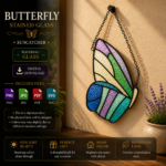 Butterfly Stained Glass Pattern SVG PNG PDF JPG, Butterfly Suncatcher Template, Colorful Window Hanging, Tiffany Glass Art, Digital Download