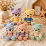 Mimi the Kitten Crochet Pattern PDF, Cute Cat Amigurumi Plush Toy, Sleepy Kitty Nursery Decor, US Terms Digital Download