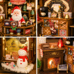 Christmas Wonderland Miniature House Kit | DIY Wooden Gift Shop Dollhouse with LED Light | Handmade Holiday Decor Gift - Image 3