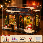 Christmas Wonderland Miniature House Kit | DIY Wooden Gift Shop Dollhouse with LED Light | Handmade Holiday Decor Gift - Image 7