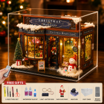 Christmas Wonderland Miniature House Kit | DIY Wooden Gift Shop Dollhouse with LED Light | Handmade Holiday Decor Gift - Image 9