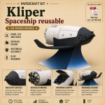 PaperCraft kit Kliper Spaceship reusable 3d paper model crafting kit PDF plans to print cut & DIY paper craft template hobby puzzle decor
