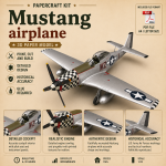 PaperCraft kit Mustang airplane 3d paper model crafting kit PDF plans to print cut & glue DIY paper craft template hobby puzzle decor