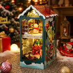 Christmas Wonderland Miniature Gift House Kit | DIY Wooden Dollhouse with LED Light | Holiday Decor Gift - Image 4