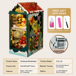Christmas Wonderland Miniature Gift House Kit | DIY Wooden Dollhouse with LED Light | Holiday Decor Gift - Image 6