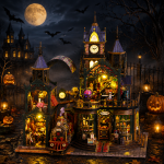 Railtrack Ghost City Miniature House Kit | DIY Haunted Train Station with Moving Train & LED Lights | Halloween Decor Gift - Image 3