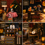Railtrack Ghost City Miniature House Kit | DIY Haunted Train Station with Moving Train & LED Lights | Halloween Decor Gift - Image 5