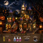 Railtrack Ghost City Miniature House Kit | DIY Haunted Train Station with Moving Train & LED Lights | Halloween Decor Gift - Image 7