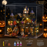 Railtrack Ghost City Miniature House Kit | DIY Haunted Train Station with Moving Train & LED Lights | Halloween Decor Gift - Image 8