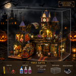 Railtrack Ghost City Miniature House Kit | DIY Haunted Train Station with Moving Train & LED Lights | Halloween Decor Gift - Image 9