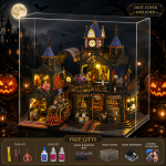 Railtrack Ghost City Miniature House Kit | DIY Haunted Train Station with Moving Train & LED Lights | Halloween Decor Gift - Image 10