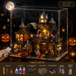 Railtrack Ghost City Miniature House Kit | DIY Haunted Train Station with Moving Train & LED Lights | Halloween Decor Gift - Image 11