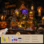 Midnight Forest Mystery House Kit | DIY Halloween Miniature House with LED Lights | Wooden Dollhouse Decor Gift - Image 6