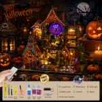 Midnight Forest Mystery House Kit | DIY Halloween Miniature House with LED Lights | Wooden Dollhouse Decor Gift - Image 7