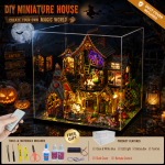 Midnight Forest Mystery House Kit | DIY Halloween Miniature House with LED Lights | Wooden Dollhouse Decor Gift - Image 9