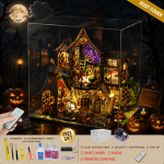 Midnight Forest Mystery House Kit | DIY Halloween Miniature House with LED Lights | Wooden Dollhouse Decor Gift - Image 10