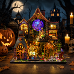 Midnight Forest Mystery House Kit | DIY Halloween Miniature House with LED Lights | Wooden Dollhouse Decor Gift - Image 4