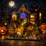 Midnight Forest Mystery House Kit | DIY Halloween Miniature House with LED Lights | Wooden Dollhouse Decor Gift - Image 5