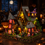 Strange Castle Miniature House Kit | DIY Halloween Witch Cottage with LED Lights | Wooden Dollhouse Decor Gift - Image 2