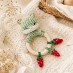 Crochet Hamster Wooden Teething Ring PDF Pattern – Strawberry Baby Teether & Rattle Digital Download | Amigurumi Nursery Toy Tutorial - Image 3