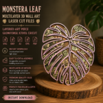 Monstera Leaf 3D Multilayer Laser Cut File | Tropical Wooden Wall Art for Glowforge Xtool Cricut CNC | Svg Dxf
