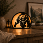 3D Bear Wood Lantern Bundle 9 Laser Cut Files | Tealight Candle Holder Night Lamp Wooden Decor for Glowforge Xtool CNC | SVG DXF - Image 5