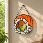 Sushi Stained Glass Pattern, Salmon Nigiri Suncatcher Design, Japanese Food Window Hanging Art, DIY Glass Download - Image 2