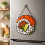 Sushi Stained Glass Pattern, Salmon Nigiri Suncatcher Design, Japanese Food Window Hanging Art, DIY Glass Download - Image 3