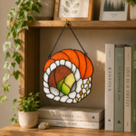 Sushi Stained Glass Pattern, Salmon Nigiri Suncatcher Design, Japanese Food Window Hanging Art, DIY Glass Download - Image 5