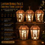Lantern Bundle Pack 5 Christmas Laser Cut File | Tealight Candle Holder Night Lamp for Glowforge Xtool CNC | SVG DXF
