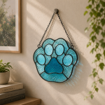 Cute Paw Stained Glass Pattern, Pet Paw Print Suncatcher Design, Dog Cat Lover Window Decor, DIY Glass Art Download - Image 3