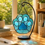 Cute Paw Stained Glass Pattern, Pet Paw Print Suncatcher Design, Dog Cat Lover Window Decor, DIY Glass Art Download - Image 4