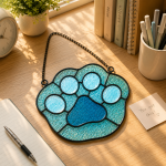 Cute Paw Stained Glass Pattern, Pet Paw Print Suncatcher Design, Dog Cat Lover Window Decor, DIY Glass Art Download - Image 2