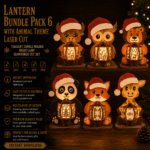 Lantern Bundle Pack 6 Animal Theme Laser Cut File | Tealight Candle Holder Night Lamp for Glowforge Xtool CNC | SVG DXF